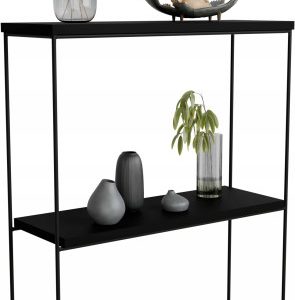 Konsola metalowa toaletka stolik półka stojąca loft czarny matowy 60x20h80 813502 Konsola metalowa toaletka stolik półka stojąca loft czarny matowy 60x20h80 813502