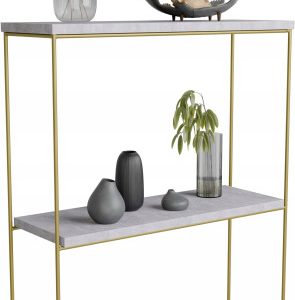 Konsola metalowa toaletka stolik półka stojąca loft złoty beton glamour 813499 Konsola metalowa toaletka stolik półka stojąca loft złoty beton glamour 813499