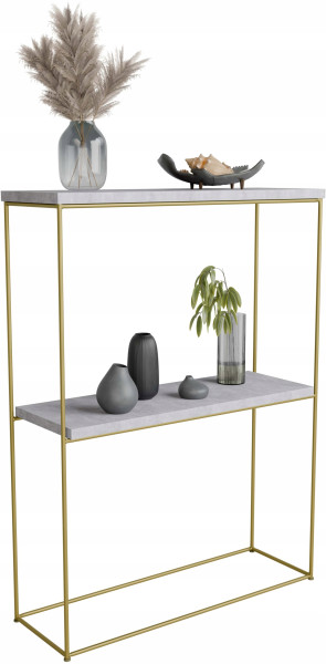 Konsola metalowa toaletka stolik półka stojąca loft złoty beton glamour 813499