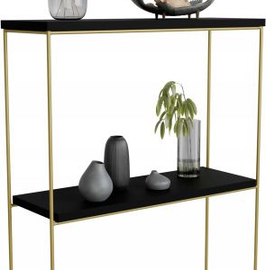 Konsola metalowa toaletka stolik półka stojąca loft złoty czarny glamour 813507 Konsola metalowa toaletka stolik półka stojąca loft złoty czarny glamour 813507