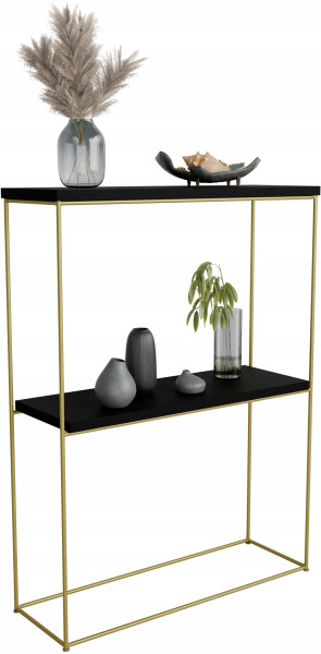 Konsola metalowa toaletka stolik półka stojąca loft złoty czarny glamour 813507