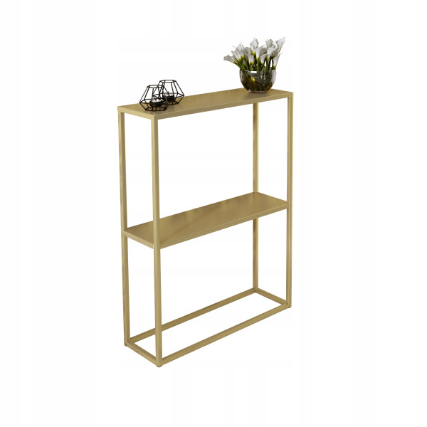 Konsola metalowa toaletka stolik półka stojąca loft złoty glamour 60x20h78 847884