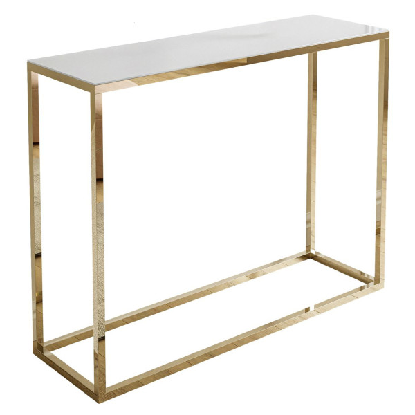 Konsola MODERN 100 cm złoty chrom/białe szkło 161026