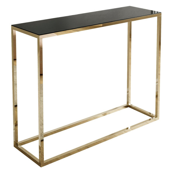 Konsola MODERN 100 cm złoty chrom/czarne szkło 161017