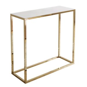 Konsola MODERN 80 cm złoty chrom/białe szkło 161021