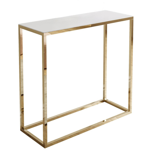Konsola MODERN 80 cm złoty chrom/białe szkło 161021