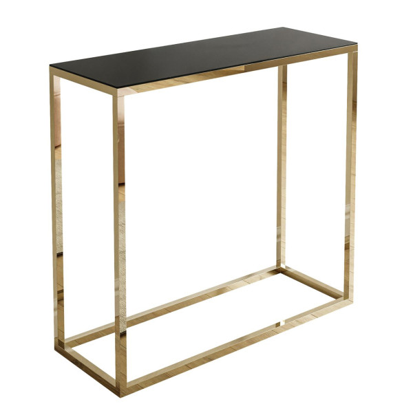 Konsola MODERN 80 cm złoty chrom/czarne szkło 161025