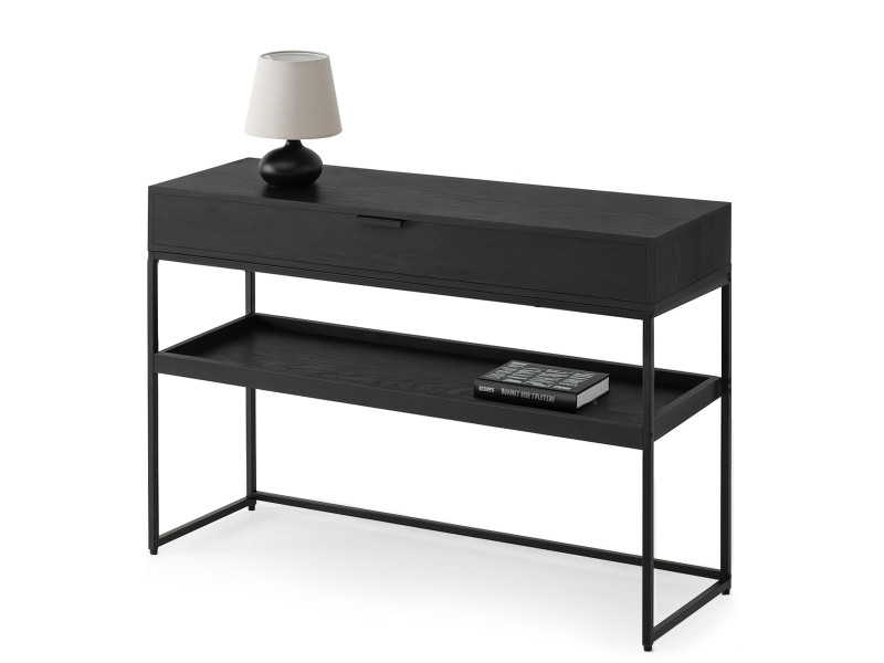 Konsola nora-xl czarne drewno, stelaż czarny 797886