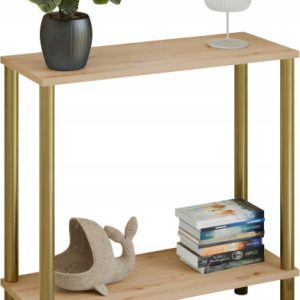 Konsola nowoczesna z półką 80x30x80 cm metalowa złota do przedpokoju 987284 Konsola nowoczesna z półką 80x30x80 cm metalowa złota do przedpokoju 987284
