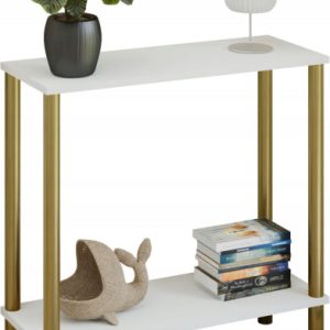 Konsola nowoczesna z półką 80x30x80 cm metalowa złota do przedpokoju 987285 Konsola nowoczesna z półką 80x30x80 cm metalowa złota do przedpokoju 987285