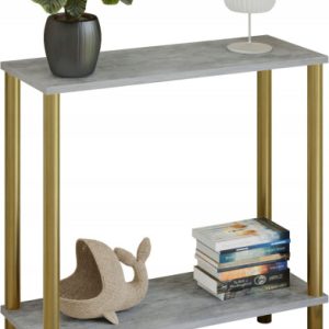 Konsola nowoczesna z półką 80x30x80 cm metalowa złota do przedpokoju 987278 Konsola nowoczesna z półką 80x30x80 cm metalowa złota do przedpokoju 987278