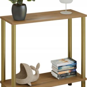 Konsola nowoczesna z półką 80x30x80 cm metalowa złota do przedpokoju 987289 Konsola nowoczesna z półką 80x30x80 cm metalowa złota do przedpokoju 987289