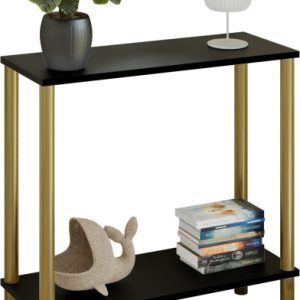Konsola nowoczesna z półką 80x30x80 cm metalowa złota do przedpokoju 987290 Konsola nowoczesna z półką 80x30x80 cm metalowa złota do przedpokoju 987290