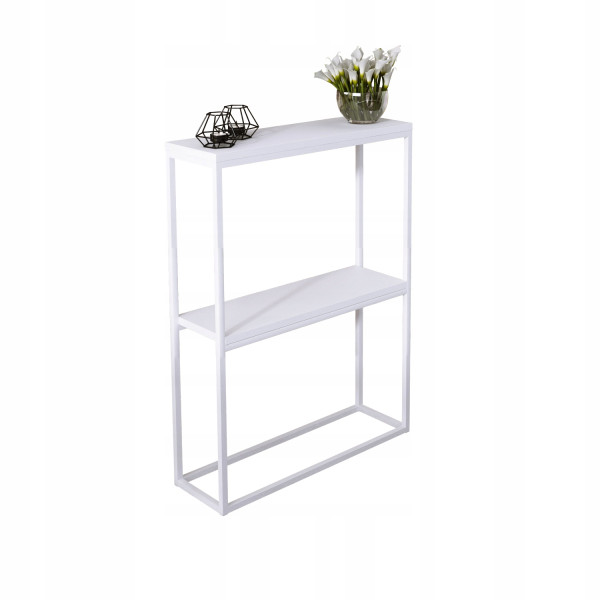 Konsola Podwójna Z Półką Przedpokój Loft 60x20h80 Biała+Blat Biały Mat 903547