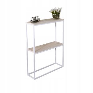Konsola Podwójna Z Półką Przedpokój Loft 60x20h80 Biała+Blat Dąb Sonoma 903555 Konsola Podwójna Z Półką Przedpokój Loft 60x20h80 Biała+Blat Dąb Sonoma 903555