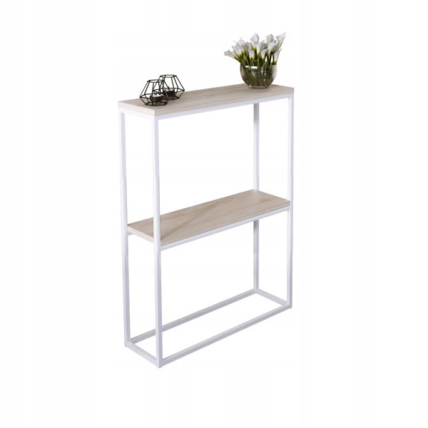 Konsola Podwójna Z Półką Przedpokój Loft 60x20h80 Biała+Blat Dąb Sonoma 903555