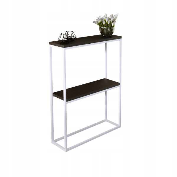 Konsola Podwójna Z Półką Przedpokój Loft 60x20h80 Biała+Blat MiniPearl 903579