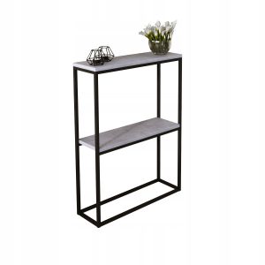 Konsola Podwójna Z Półką Przedpokój Loft 60x20h80 Czarna+Blat Beton Jasny 903549 Konsola Podwójna Z Półką Przedpokój Loft 60x20h80 Czarna+Blat Beton Jasny 903549
