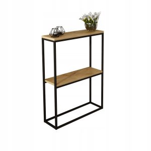 Konsola Podwójna Z Półką Przedpokój Loft 60x20h80 Czarna+Blat Dąb Lancelot 903590 Konsola Podwójna Z Półką Przedpokój Loft 60x20h80 Czarna+Blat Dąb Lancelot 903590