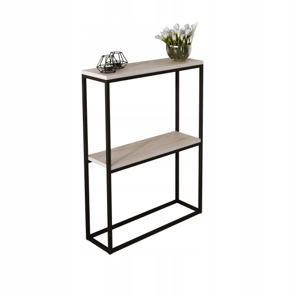 Konsola Podwójna Z Półką Przedpokój Loft 60x20h80 Czarna+Blat Dąb Sonoma 903577