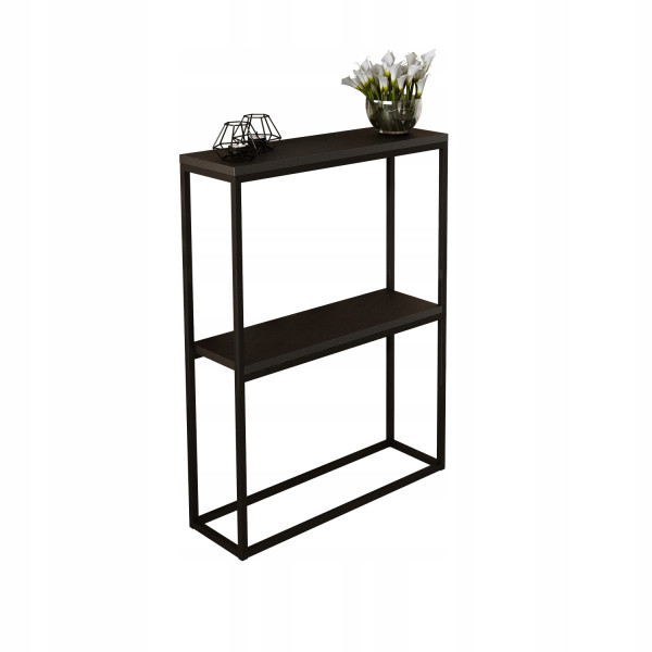 Konsola Podwójna Z Półką Przedpokój Loft 60x20h80 Czarna+Blat MiniPearl 903613