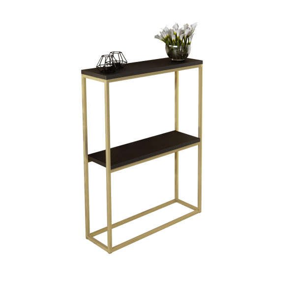 Konsola Podwójna Z Półką Przedpokój Loft 60x20x80 Złota+Czarny MiniPearl 903550
