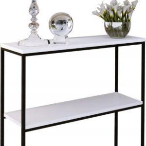 Konsola Podwójna Z Półką Przedpokój Loft 80x30h80 Czarna+Blat Biały Mat 903542 Konsola Podwójna Z Półką Przedpokój Loft 80x30h80 Czarna+Blat Biały Mat 903542