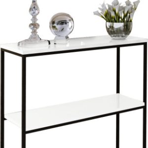 Konsola Podwójna Z Półką Przedpokój Loft 80x30h80 Czarna+Blat Biały Połysk 903601 Konsola Podwójna Z Półką Przedpokój Loft 80x30h80 Czarna+Blat Biały Połysk 903601