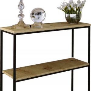 Konsola Podwójna Z Półką Przedpokój Loft 80x30h80 Czarna+Blat Dąb Artisan 903553 Konsola Podwójna Z Półką Przedpokój Loft 80x30h80 Czarna+Blat Dąb Artisan 903553
