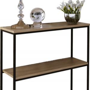 Konsola Podwójna Z Półką Przedpokój Loft 80x30h80 Czarna+Blat Dąb Lancelot 903597 Konsola Podwójna Z Półką Przedpokój Loft 80x30h80 Czarna+Blat Dąb Lancelot 903597