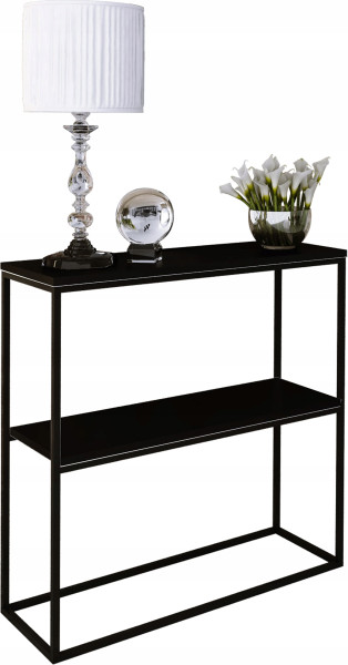 Konsola Podwójna Z Półką Przedpokój Loft 80x30h80 Czarna+Blat MiniPearl 903610
