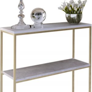 Konsola Podwójna Z Półką Przedpokój Loft 80x30h80 Złota+Blat Beton Jasny 903603 Konsola Podwójna Z Półką Przedpokój Loft 80x30h80 Złota+Blat Beton Jasny 903603