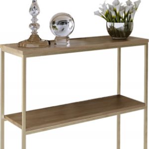 Konsola Podwójna Z Półką Przedpokój Loft 80x30h80 Złota+Blat Dąb Lancelot 903543 Konsola Podwójna Z Półką Przedpokój Loft 80x30h80 Złota+Blat Dąb Lancelot 903543