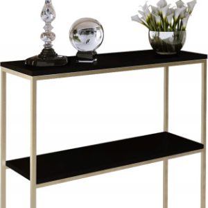 Konsola Podwójna Z Półką Przedpokój Loft 80x30h80 Złota+Blat MiniPearl 903583 Konsola Podwójna Z Półką Przedpokój Loft 80x30h80 Złota+Blat MiniPearl 903583