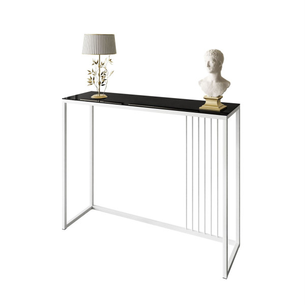 Konsola PRIME GLASS 100 cm biały/czarne szkło 203814