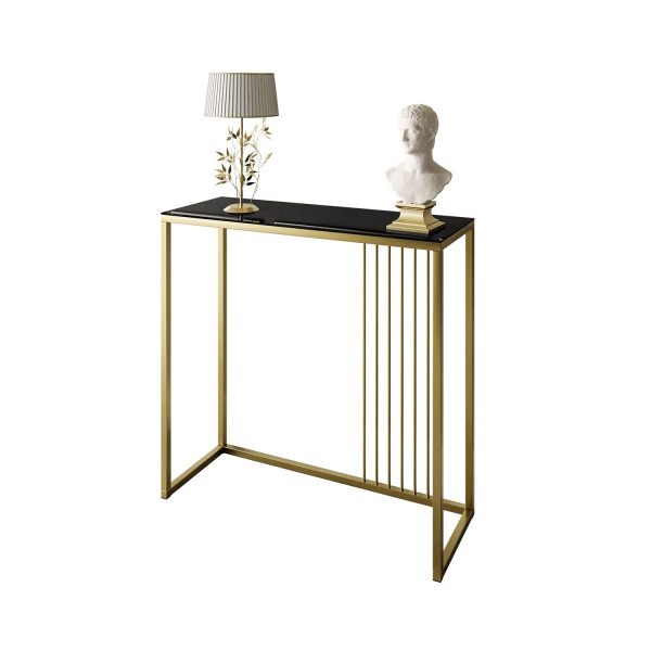 Konsola PRIME GLASS 80 cm złoty mat/czarne szkło 203815