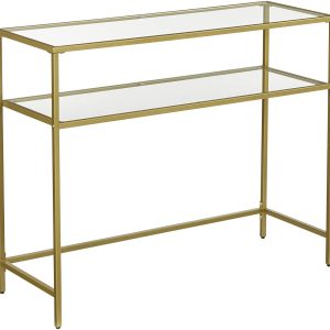 Konsola Salonowa 100X35X80 Cm Złoty, Przezroczysty 715438