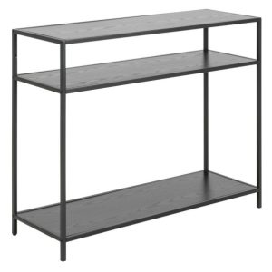 KONSOLA Seaford czarna 3 PÓŁKI Z MDF metalowa konstrukcja 330909