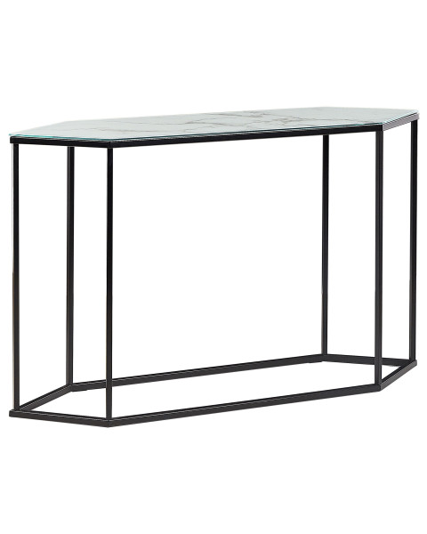 Konsola stolik 120 x 35 cm blat marmur biały czerń 76739
