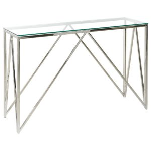 Konsola stolik 120×40 cm szkło stał srebrna 76725 Konsola stolik 120×40 cm szkło stał srebrna 76725