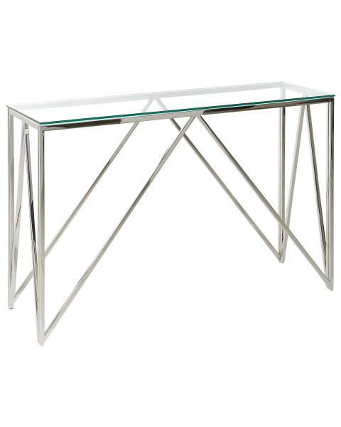 Konsola stolik 120x40 cm szkło stał srebrna 76725