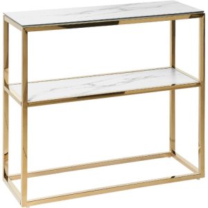 Konsola stolik 80×30 cm szkło stał biało-złota 115446 Konsola stolik 80×30 cm szkło stał biało-złota 115446