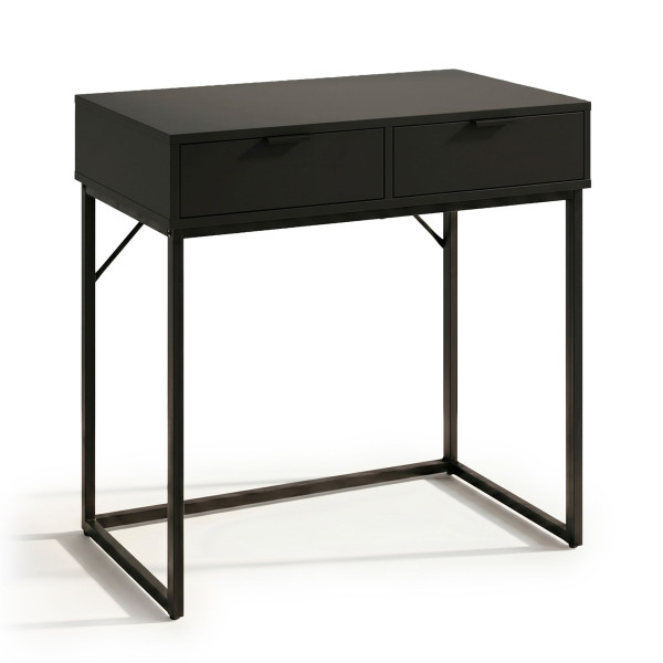 Konsola stolik loftowy ELANO 2 szuflady 80 cm Czarna Czarne nogi 1068600
