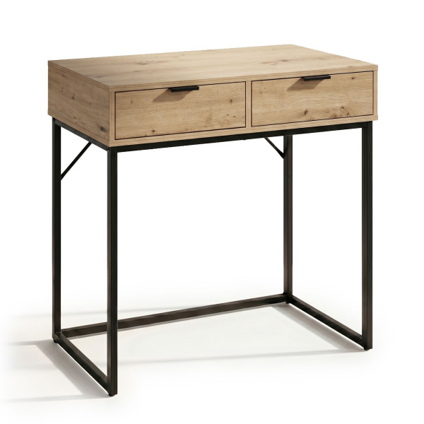 Konsola stolik loftowy ELANO 2 szuflady 80 cm Dąb Artisan Czarne nogi 1068605