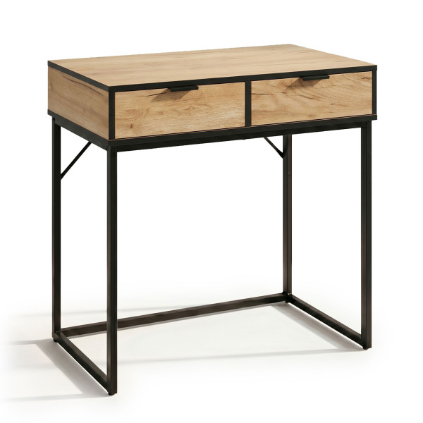 Konsola stolik loftowy ELANO 2 szuflady 80 cm Dąb Craft Czarne nogi 1068607