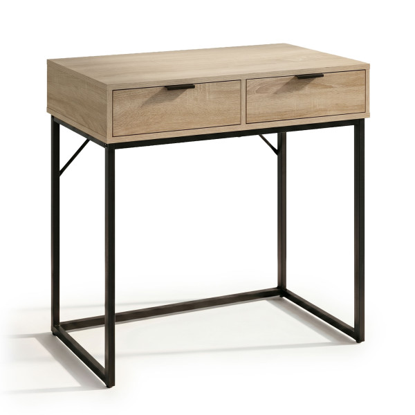 Konsola stolik loftowy ELANO 2 szuflady 80 cm Dąb Sonoma Czarne nogi 1068599