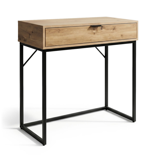 Konsola stolik loftowy MODENA 1 szuflada 80 cm Dąb Artisan Czarne nogi 1068597