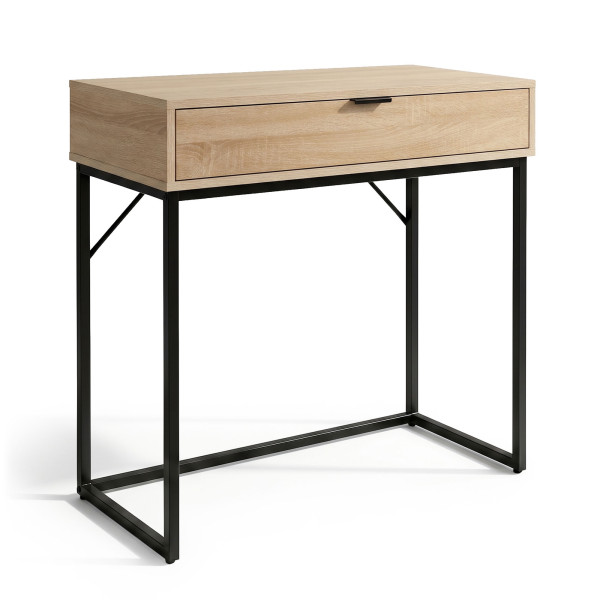 Konsola stolik loftowy MODENA 1 szuflada 80 cm Dąb Sonoma Czarne nogi 1068604