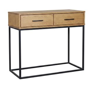 Konsola Sydney Loft – drewno i metal, 2 szuflady, kolor dębowy 744961 Konsola Sydney Loft – drewno i metal, 2 szuflady, kolor dębowy 744961