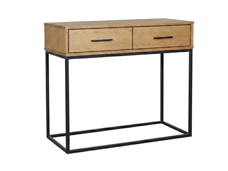 Konsola Sydney Loft – drewno i metal, 2 szuflady, kolor dębowy 744961